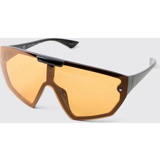 Mens Yellow Contrast Lense Plastic Visor Sunglasses