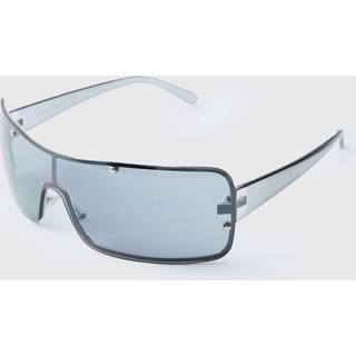 Mens Black Silver Metal Navigator Sunglasses