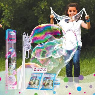 Wowmazing Giant Bubble Kit: Unicorn - Inkl. Wand 2 Big Bubble Concentrate Pouches og 8 solaktiverede magiske klistermærker | Udendørs legetøj til
