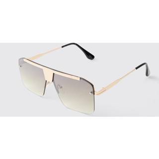 Mens Gold Metal Detail Visor Sunglasses