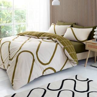 Catherine Lansfield Catherine Lansfield Green Linear Curve Geo Duvet Cover Set