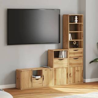 Tv-Skabe Med Opbevaring Odda Massivt Fyrretræ - Naturfarvet / 4 drawers 6 shelves