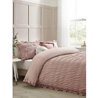 Catherine Lansfield Catherine Lansfield Pink Seersucker Frill Duvet Cover Set