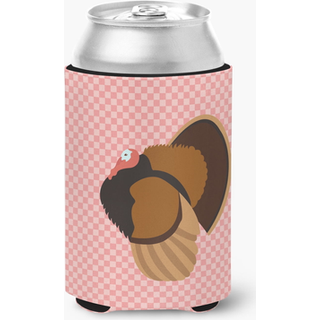 """" Caroline's Treasures Bronze Turkey Pink Check Decorative Can Hugger Multicolor """"