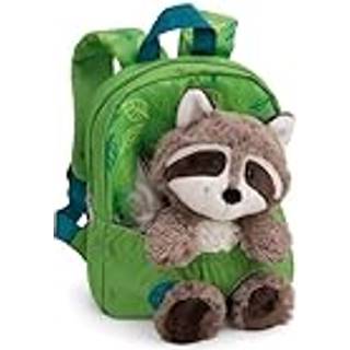 Nici: Rygsæk med plysdyr, grøn - 21 x 26 cm