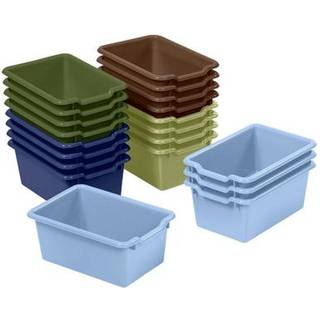 Ecr4kids scoop front opbevaring bin multipurpose organisation jordtone 20-delt