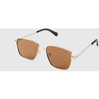 Mens Gold Metal With Brown Lense Aviator Sunglasses