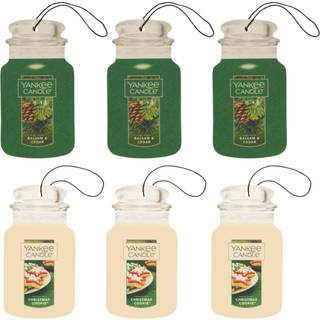 Yankee Candle Christmas Comforts Paper Car Jar 3 Balsam & Cedar & 3 Christmas Cookie