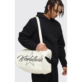 Mens Black Canvas graphic duffle bag