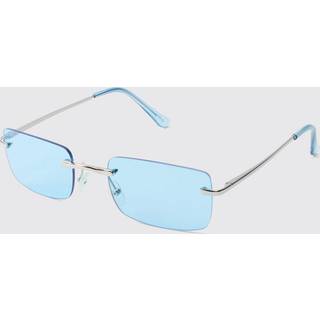 Mens Rimless Tinted Sunglasses In Blue