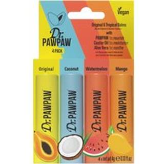 Dr. PawPaw Original og Tropical Balms - Fugtgivende lbepomade fugtighedscreme med Aloe Vera til dyb nring - Ricinusolie beriget - 4 stk.
