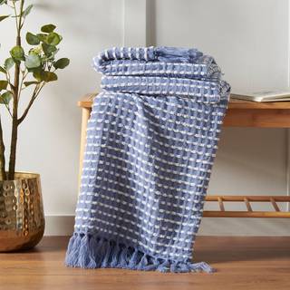 Catherine Lansfield Catherine Lansfield Blue Stab Stitch Blanket Throw
