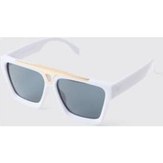 Mens Gold Front Detail White Sunglasses