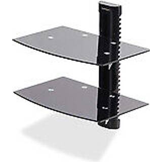 StarTech.com Dual Floating Wall-Mounted AV Shelves, Adjustable Height Shelf For Under TV, Organize A/V Equipment On Black Tempered Glass Shelves Hylde Audio-/videokomponenter