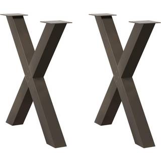 Spisebordsben X-formet 2 stk. naturstål 70x(72-73) cm stål