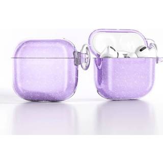 Glitrende beskyttelsesetui til AirPods 4 med metalclips - Lilla