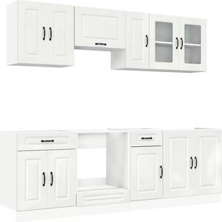 8 Dele Køkkenskabssæt Kalmar Konstrueret Træ - Hvid højglans