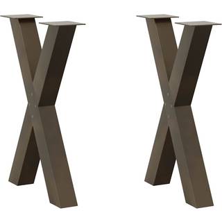spisebordsben X-formet 2 stk. naturstål 60 x (72-73) cm stål
