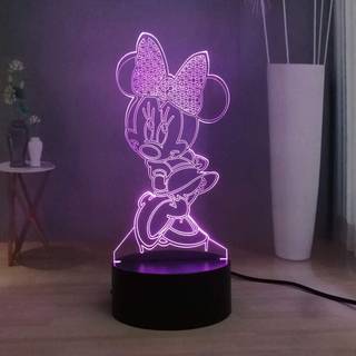 Minnie Mouse 3D-lampe LED natlys USB-fjernbetjening Skrivebordslampe til børn