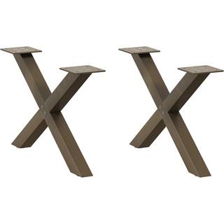 sofabordsben X-formet 2 stk. naturstål 60x(30-31) cm stål