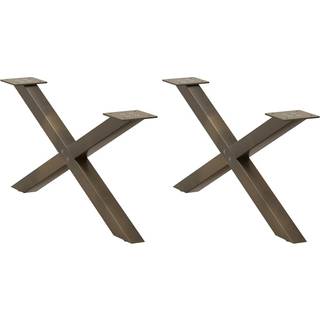 Spisebordsben X-Formet Naturstål 70X(72-73) Cm Stål Naturfarvet - 2 / 70 x (30-31) cm (40 mm)