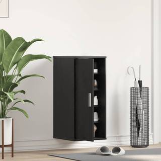 Skoskab 32X35X70 Cm Konstrueret Træ Sort Egetræ