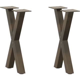 sofabordsben X-formet 2 stk. naturstål 28 x (42-43) cm stål