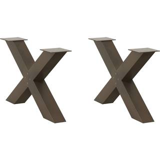 sofabordsben X-formet 2 stk. naturstål 70 x (42-43) cm stål