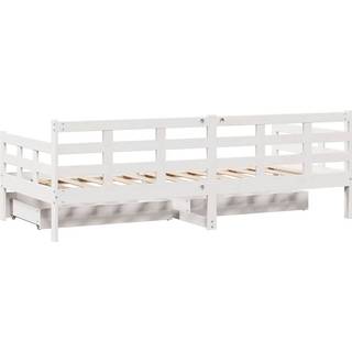 Daybed Med Skuffer Massivt Fyrretræ - Hvid / 90 x 200 cm