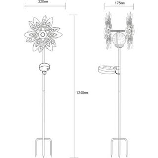 LED-solcellelampe 36578, jordspyd, rustbrun, metal, glas