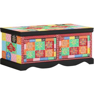 sofabord 90x50x40 cm massivt mangotræ flerfarvet