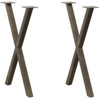 spisebordsben X-formet 2 stk. naturstål 50x(72-73) cm stål