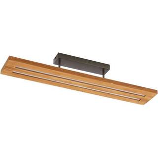 Lindby loftlampe Nesaja, sort, træ, 98 cm, dæmpbar