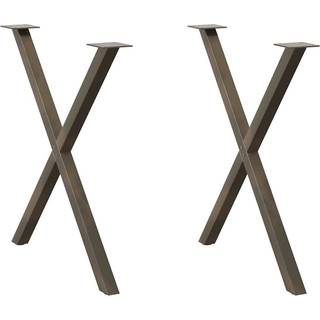 Spisebordsben X-formet 2 stk. naturstål 70x(72-73) cm stål