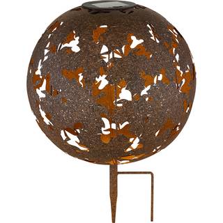 LED-solcellelampe 36749 kugle Ø 27 cm, rust, jordspyd, metal