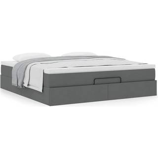 Osmannisk Sengeramme Med Madras Stof - Mørkegrå / 180 x 200 cm