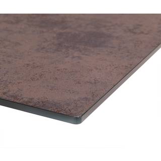 Esstisch Edge 180/220x90cm Glas Antique-braun Kreuzgestell Rechteck Edelstahl Ausziehbar - Braun, Silber