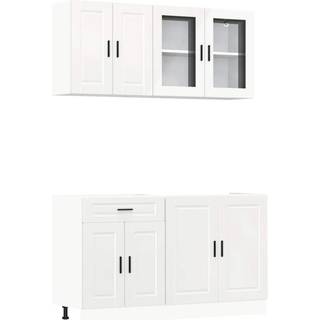 4 Dele Køkkenskabssæt Kalmar Konstrueret Træ - Hvid højglans