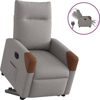 eldrevet lænestol med løftefunktion stof gråbrun