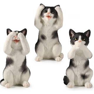 Veronese design 3 3/4 tommer sort og hvide killinger h?rer tale ikke nogen ond harpiksfigur miniature