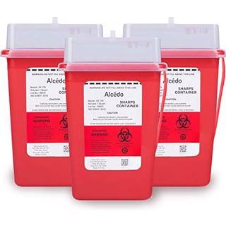 Sharps Container til hjemmebrug og professionel 1 kvart (3-pack) af Alcedo | Biohazard Needle and Sprøjt bortskaffelse | Lille bærbar beholder ti
