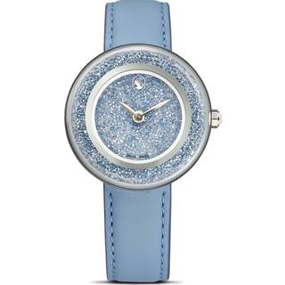 Crystalline lustre Uhr, Schweizer Produktion, Lederarmband, Blau, Edelstahl