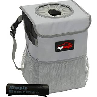 Epauto vandtæt bil papirkurven kan med låg og opbevaringslommer grå