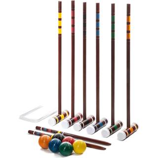 Franklin Sports Croquet Set - Intermediate Croquet Set med Mallets Balls Wickets - Family Outdoor Lawn Game With Stand - Adult Kids Set - 6 sp