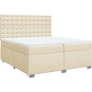 kontinentalseng med madras 200x200 cm stof cremefarvet