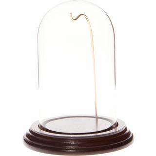 Plymor 3 """" X 5 """" Watch Glass Display Dome Cloche (Dark Mahogy Finer Base & Gold Wire)