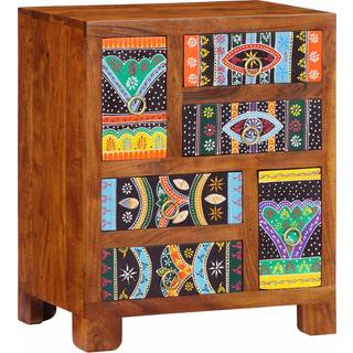 skænk flerfarvet 50x35x60 cm massivt akacietræ