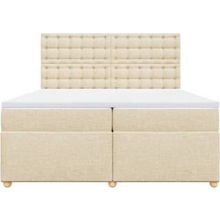 kontinentalseng med madras 200x200 cm stof cremefarvet