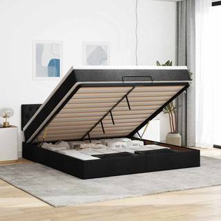 osmannisk sengeramme med madras 180x200 cm stof sort