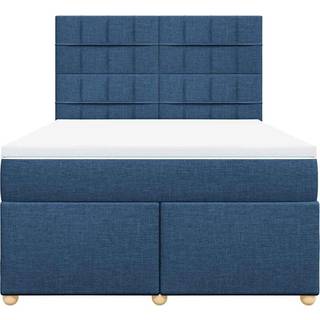 Kontinentalseng Med Madras Stof Blå - Blok med firkanter / 140 x 190 cm